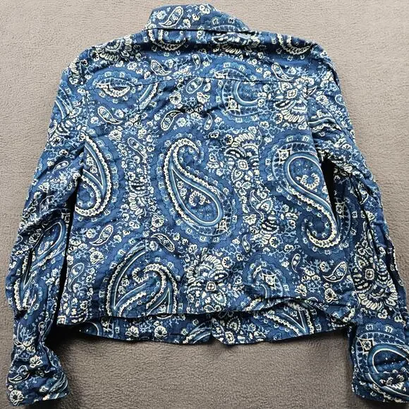 Vintage Coldwater Creek Paisley Top Button Up Womens S Boxy Crop Boho Western - Picture 8 of 9